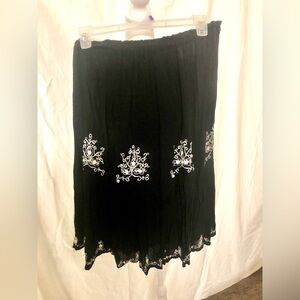 Elegant Black Embroidered Skirt